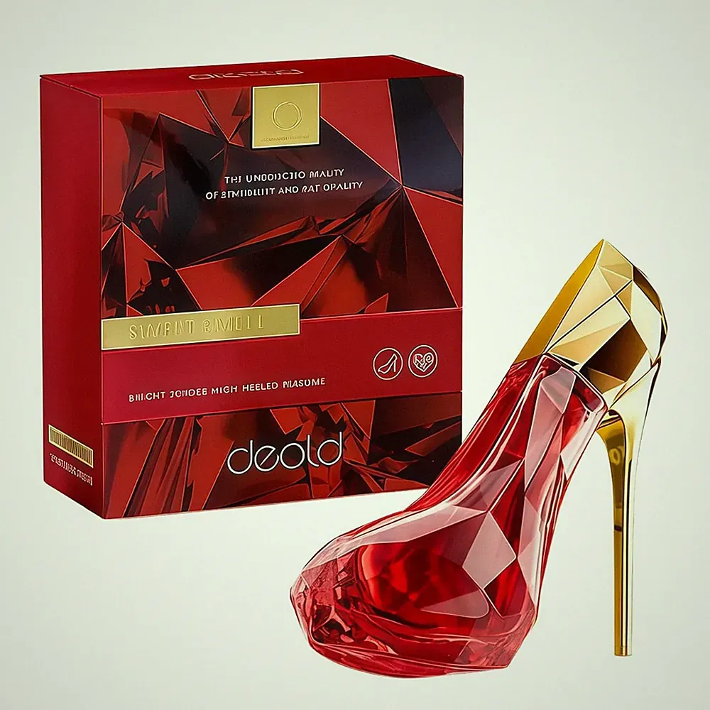 A Unique And Luxurious Red High-heeled Shoe Design A Long-lasting Fragrance A Mu