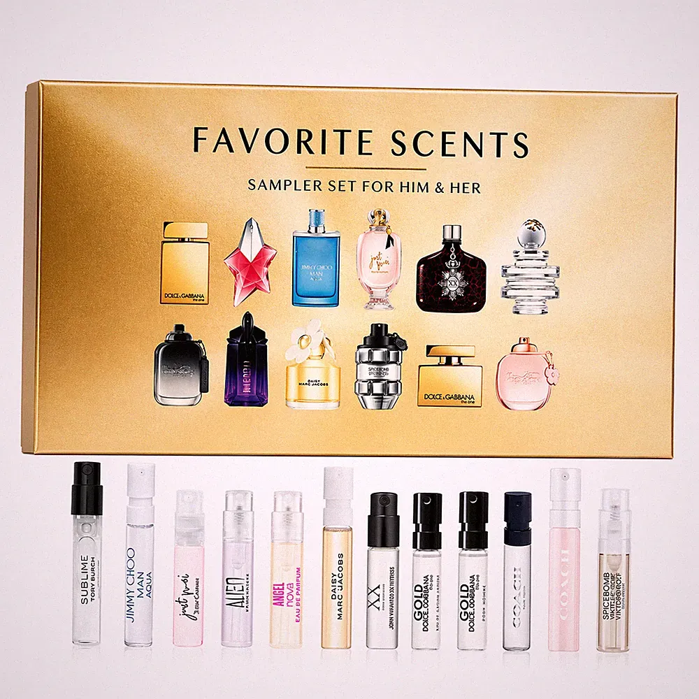 Perfume Sample Set Unisex | 12 Designer Fragrances + 2 Free Oils Gift